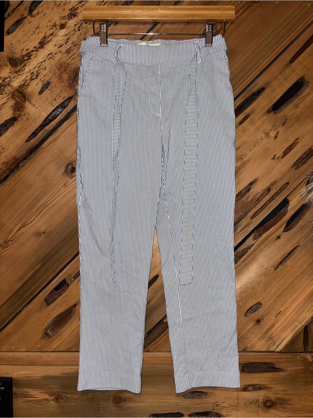 Jules & Leopold White and Blue Pinstripe Pants